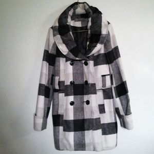 Black and white peacoat